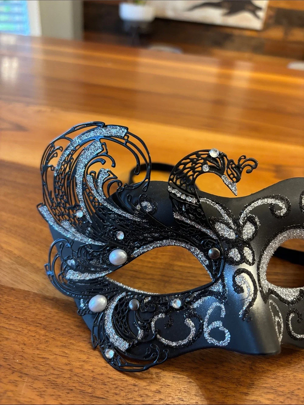 Black and Silver Masquerade Venetian Mask for Party, Prom, Mardi Gras
